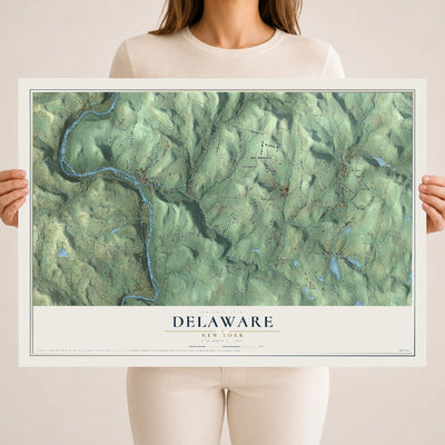 Delaware, New York map print, 18" x 24" Archival Matte Print mockup