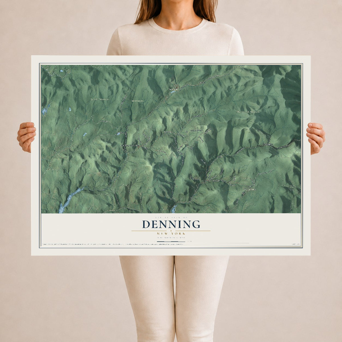 Denning, New York map print, 24" x 36" Archival Matte Print mockup