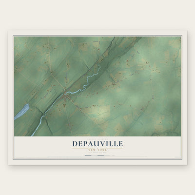 Depauville, New York map print, the full design