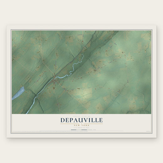 Depauville, New York map print, the full design