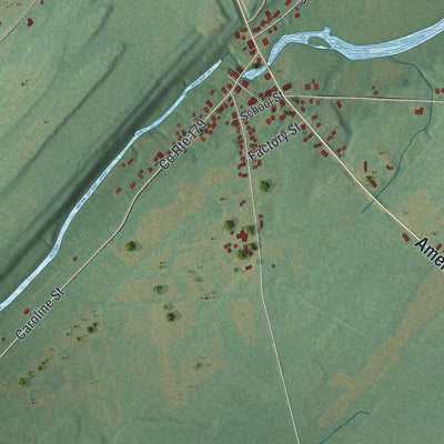Close-up of the map of Depauville, New York print showing street and building detail