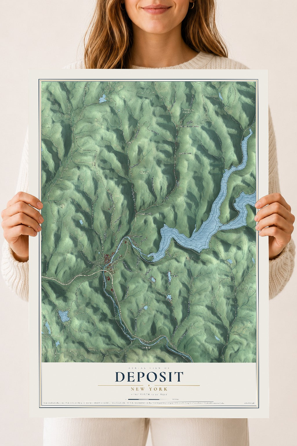 Deposit, New York map print, 18" x 24" Archival Matte Print mockup