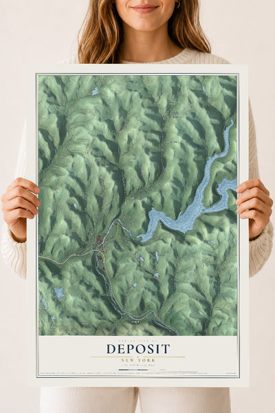Deposit, New York map print, 18" x 24" Archival Matte Print mockup