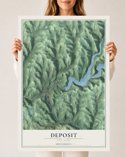 Deposit, New York map print, 24" x 36" Archival Matte Print mockup