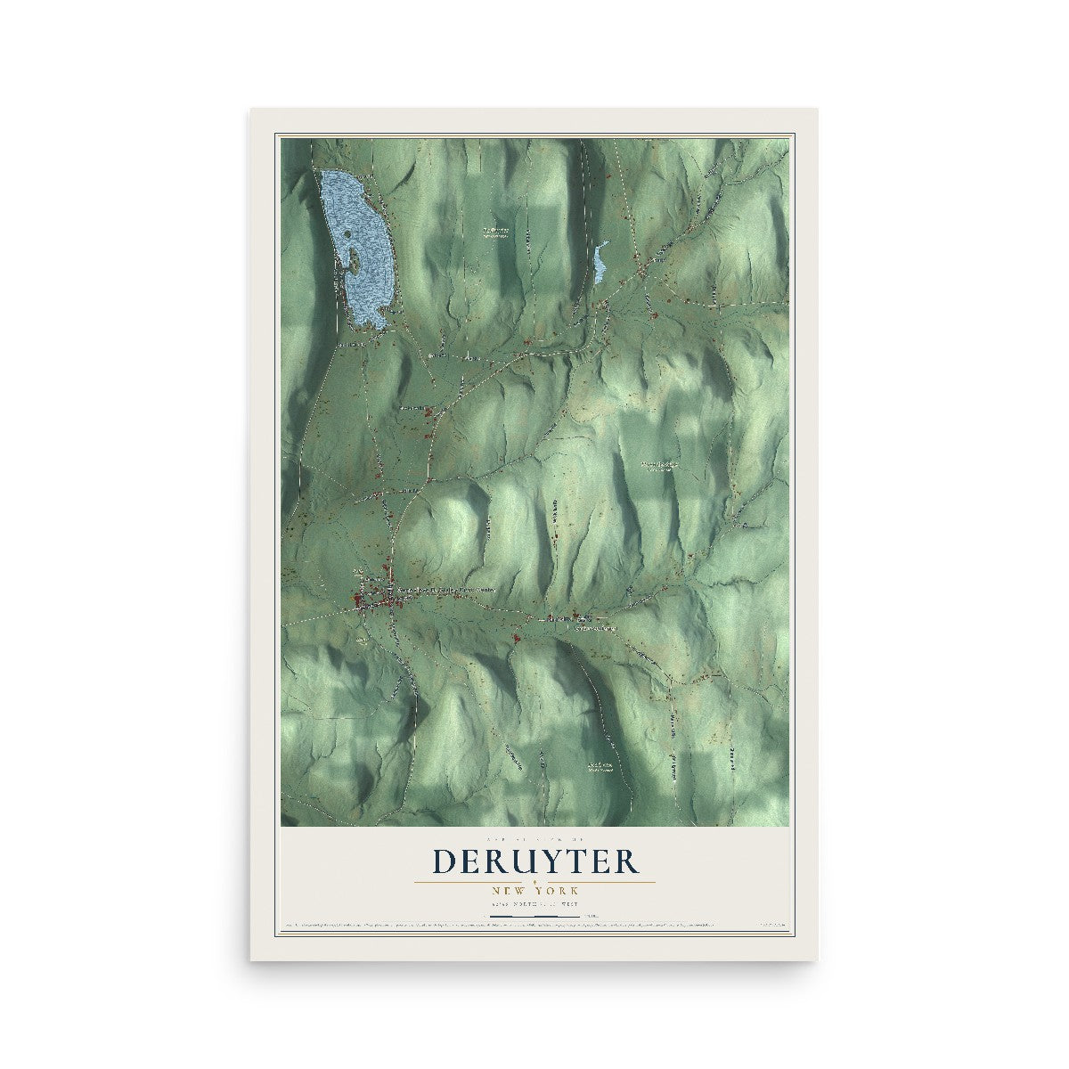 DeRuyter, New York map print, 12" x 18" Archival Matte Print mockup