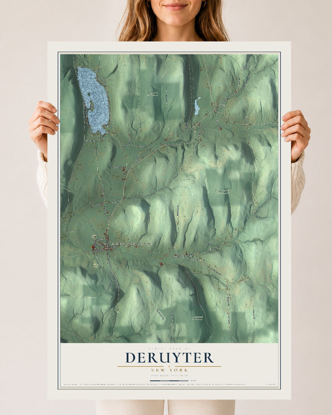 DeRuyter, New York map print, 24" x 36" Archival Matte Print mockup