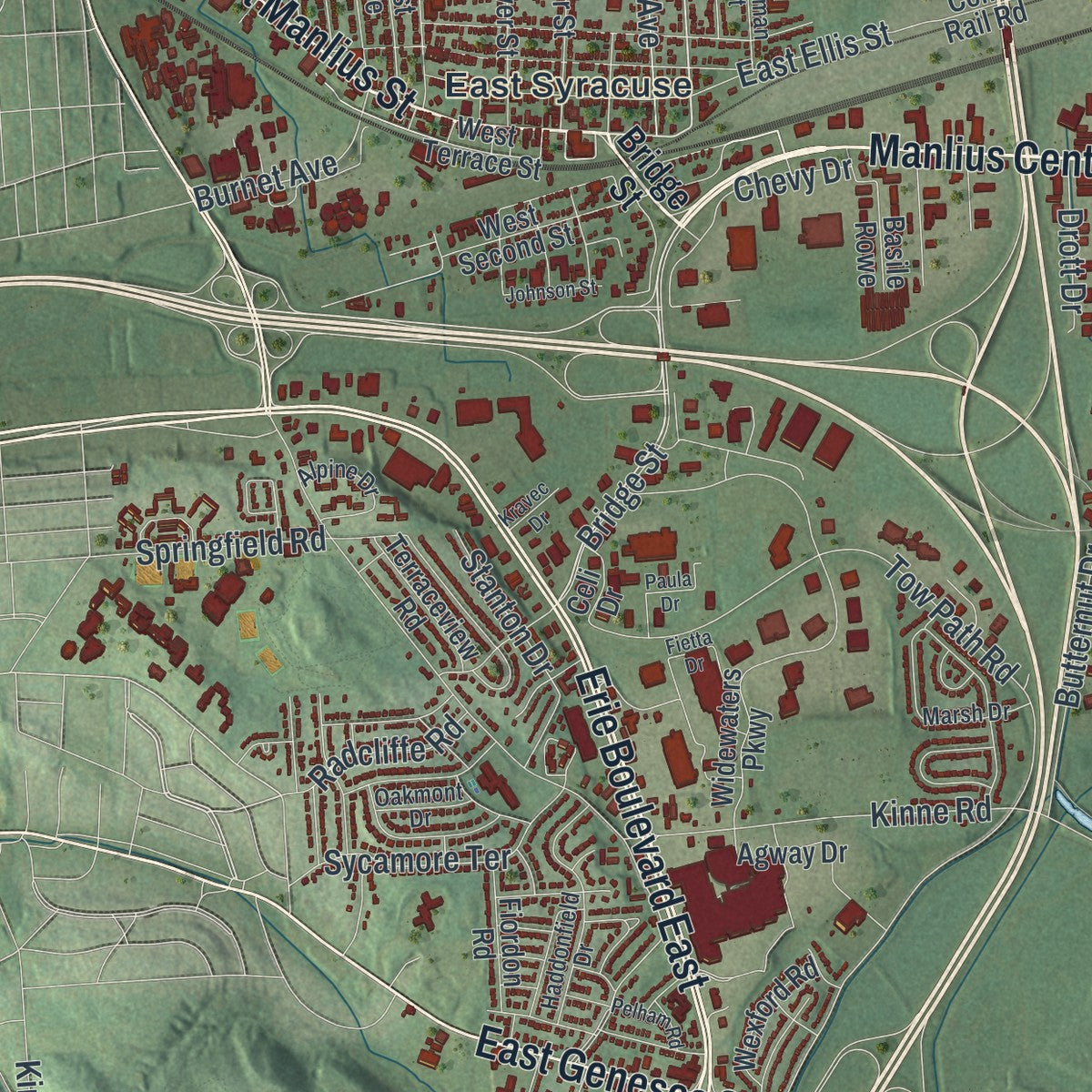 Close-up 1 of the DeWitt, New York map artwork