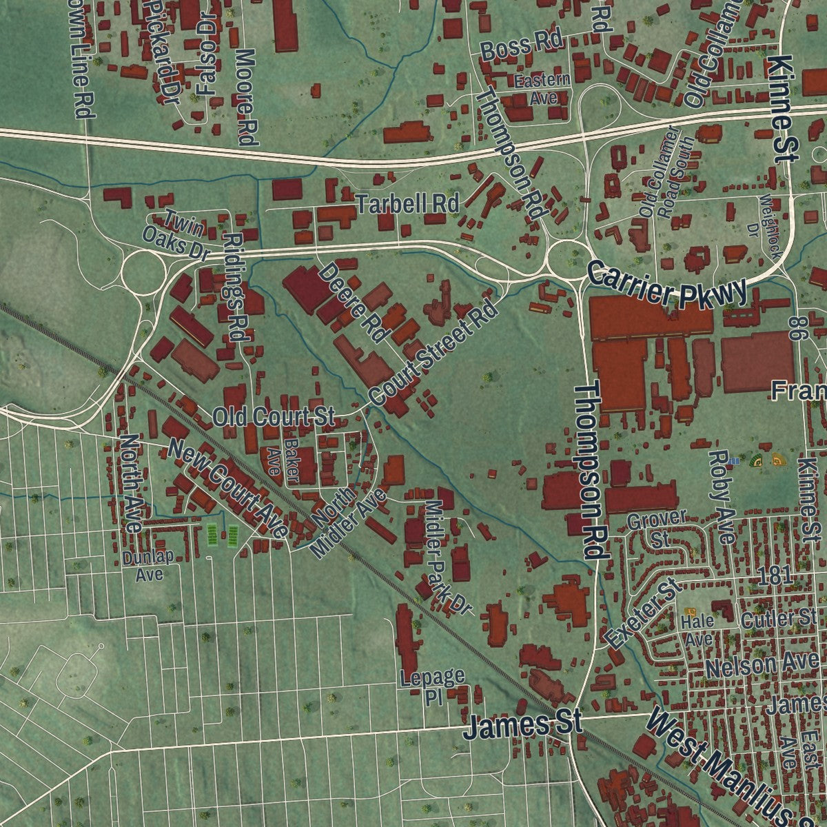 Close-up 2 of the DeWitt, New York map artwork