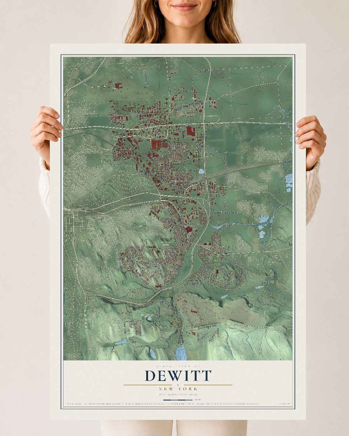 DeWitt, New York map print, 24" x 36" Archival Matte Print mockup