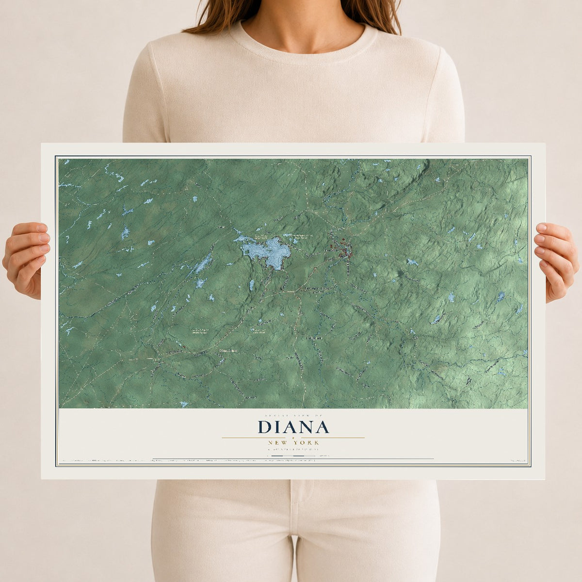 Diana, New York map print, 12" x 18" Archival Matte Print mockup