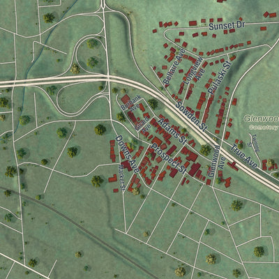 Close-up 2 of the Dickinson Town (Broome County), New York map artwork