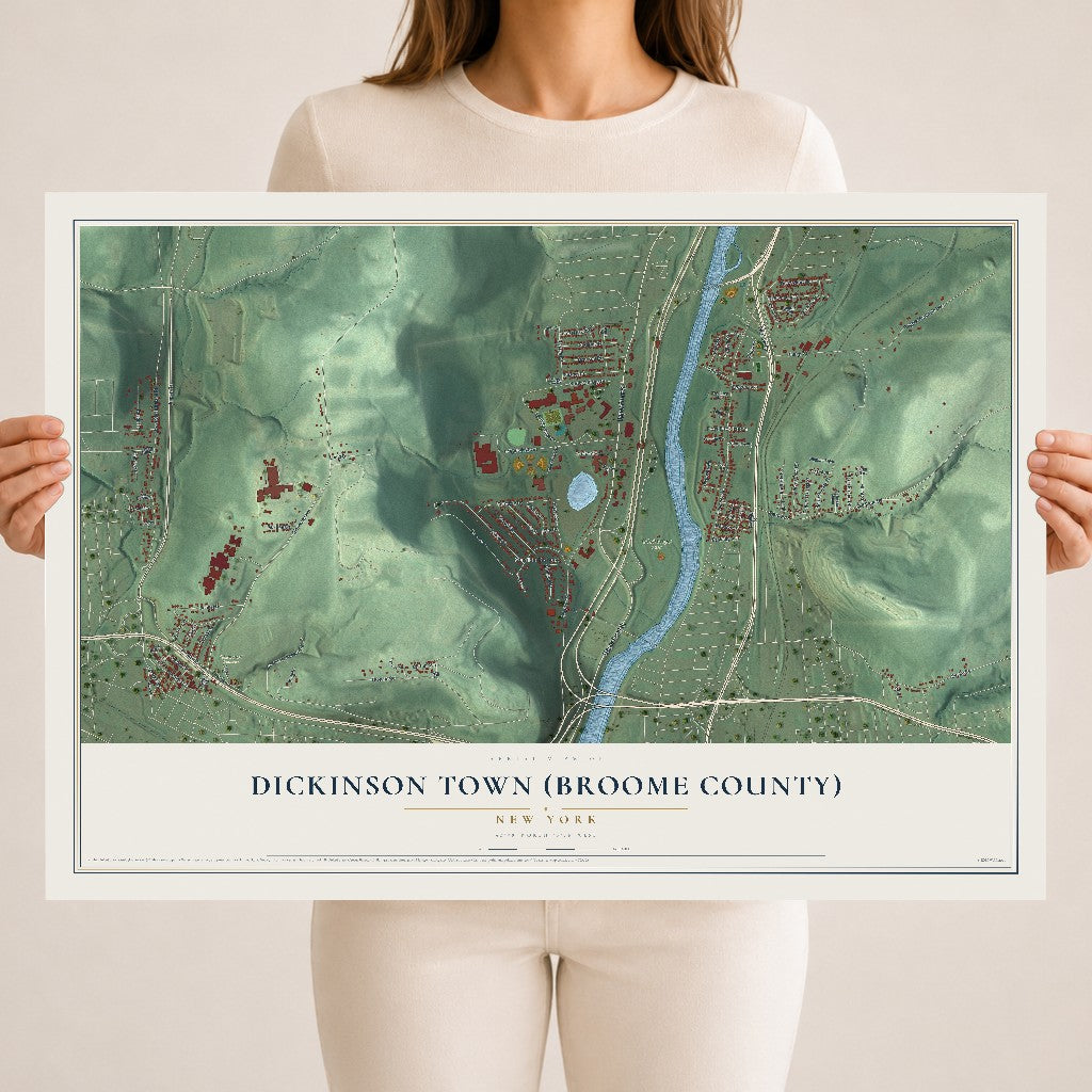 Dickinson Town (Broome County), New York map print, 18" x 24" Archival Matte Print mockup