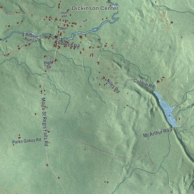 Close-up 2 of the Dickinson Town (Franklin County), New York map artwork