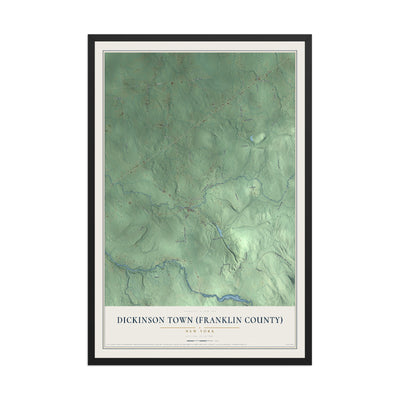 Dickinson Town (Franklin County), New York map print, 12" x 18" W/ Black Ayous Wood Frame mockup