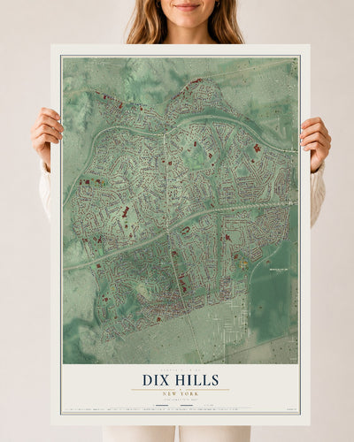 Dix Hills, New York map print, 24" x 36" Archival Matte Print mockup