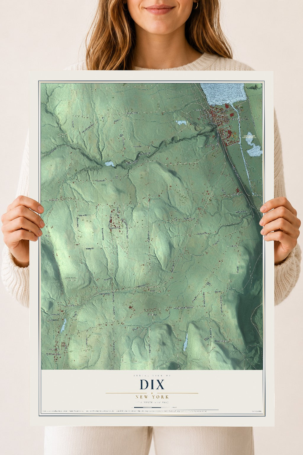Dix, New York map print, 18" x 24" Archival Matte Print mockup