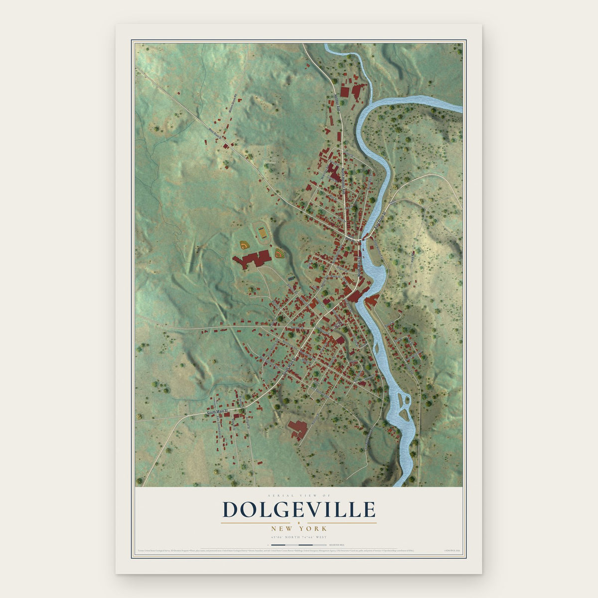 Dolgeville, New York map print, the full design