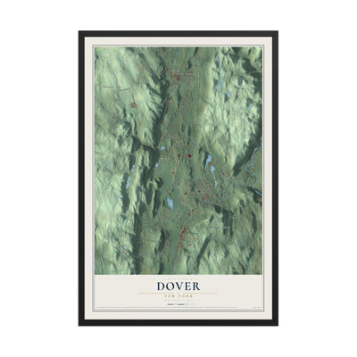 Dover, New York map print, 12" x 18" W/ Black Ayous Wood Frame mockup
