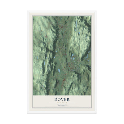 Dover, New York map print, 12" x 18" W/ White Ayous Wood Frame mockup