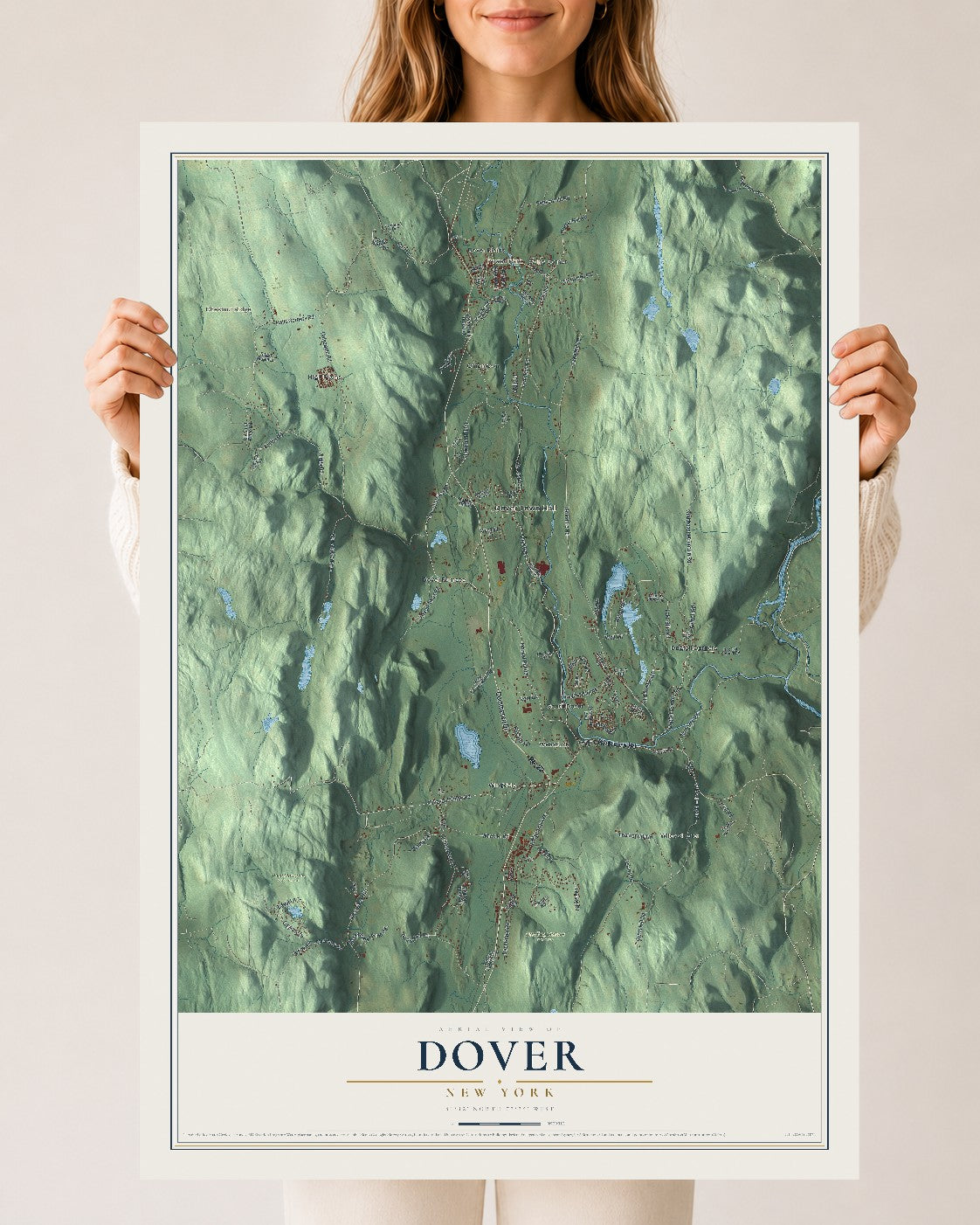 Dover, New York map print, 24" x 36" Archival Matte Print mockup