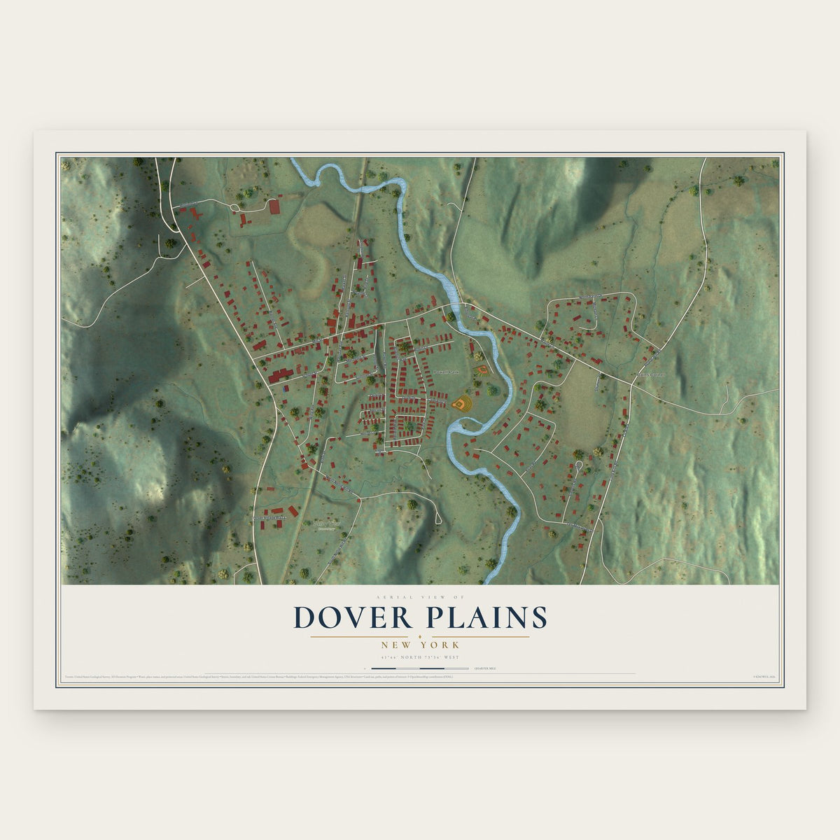 Dover Plains, New York map print, the full design