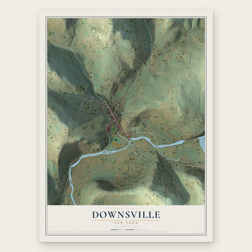 Downsville, New York map print, the full design