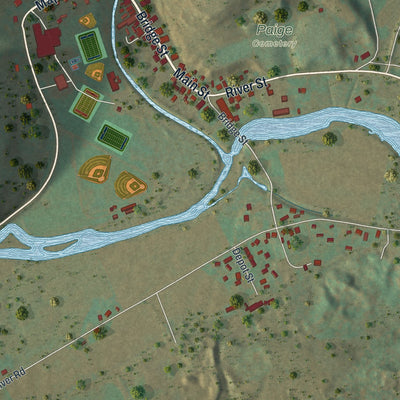 Close-up of the map of Downsville, New York print showing street and building detail