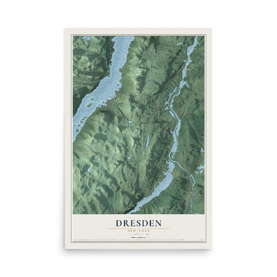 Dresden, New York map print, 12" x 18" Archival Matte Print mockup