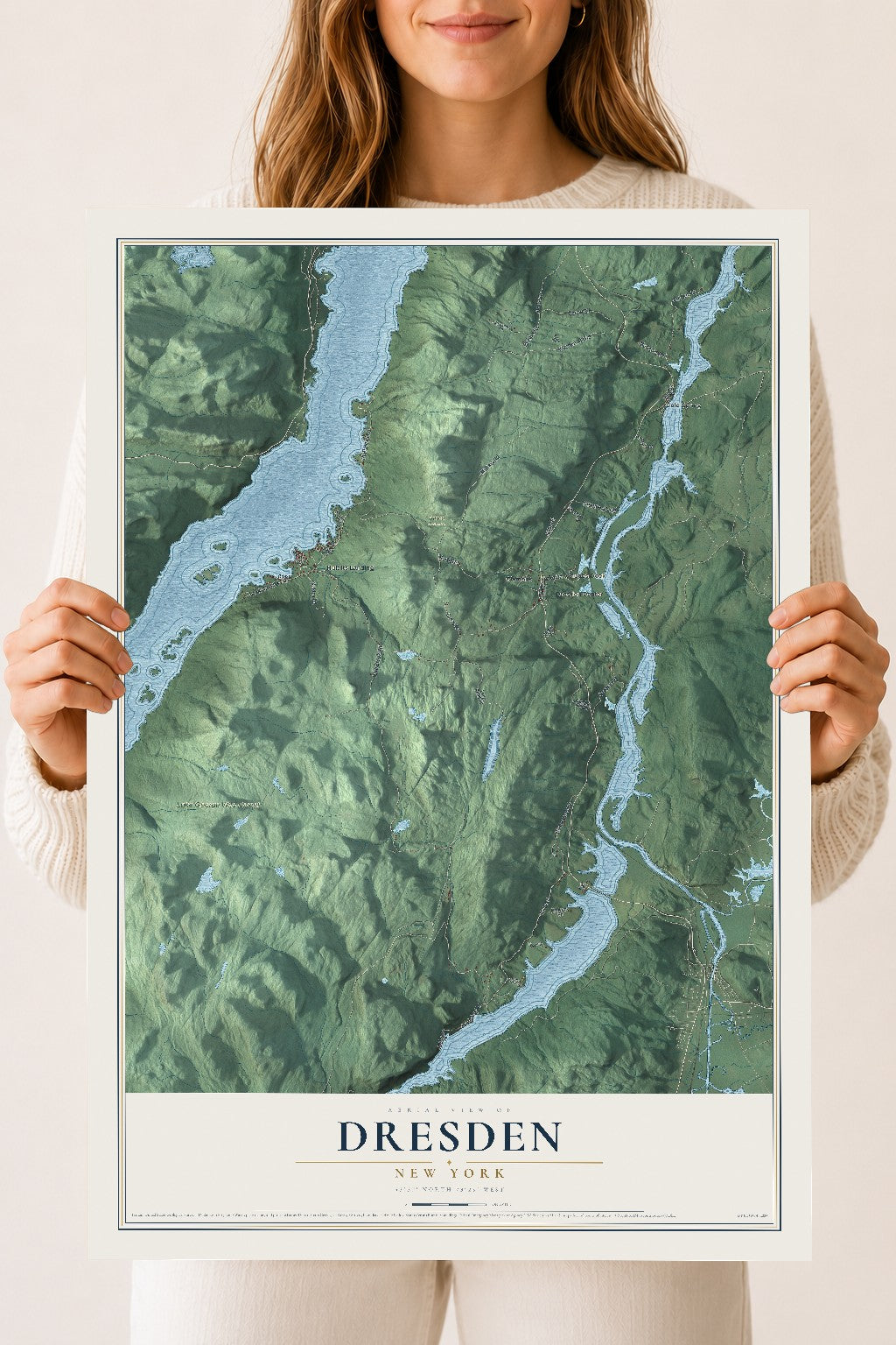 Dresden, New York map print, 18" x 24" Archival Matte Print mockup
