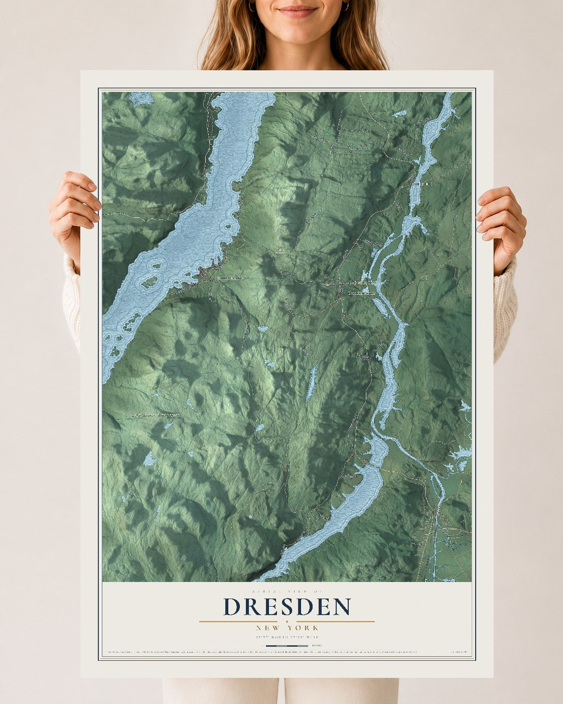 Dresden, New York map print, 24" x 36" Archival Matte Print mockup