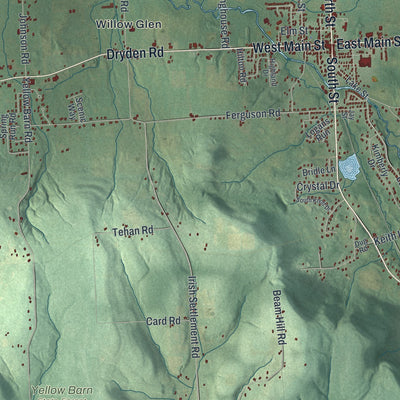 Close-up 1 of the Dryden, New York map artwork