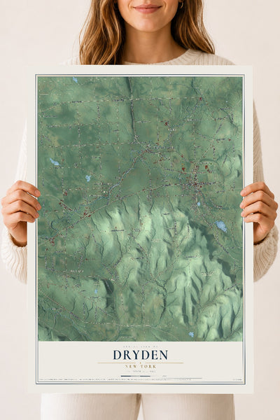 Dryden, New York map print, 18" x 24" Archival Matte Print mockup