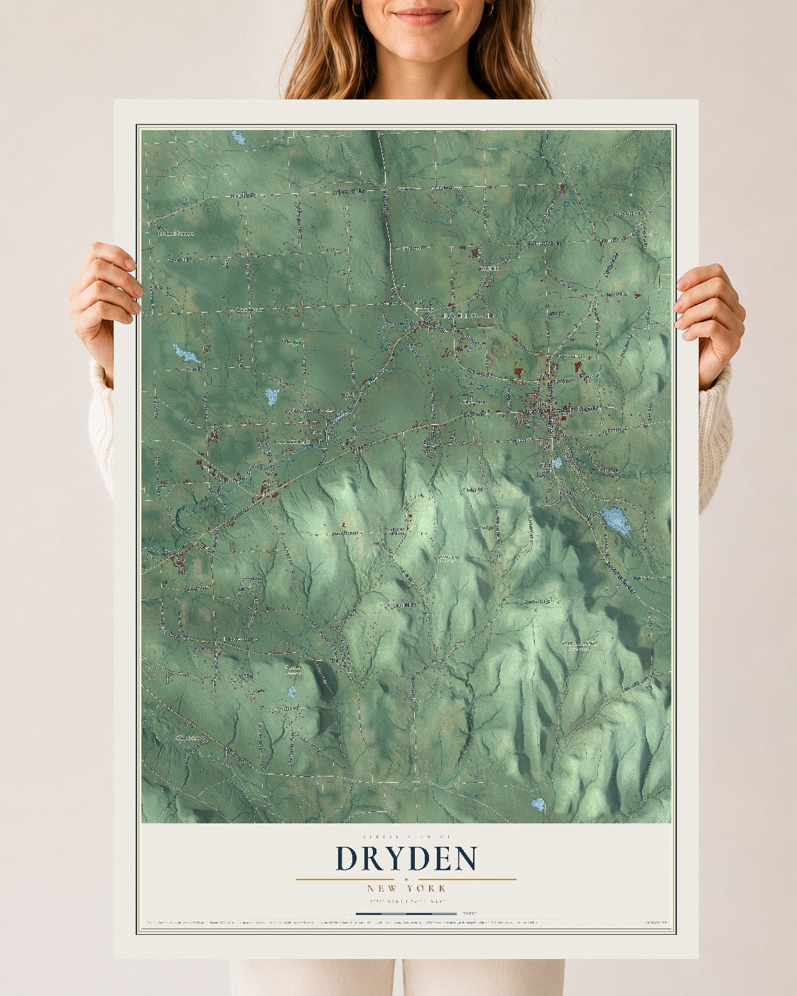 Dryden, New York map print, 24" x 36" Archival Matte Print mockup