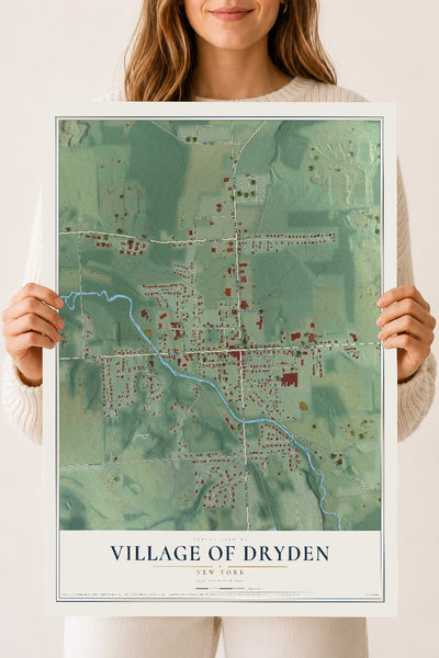 Dryden, New York map print, 18" x 24" Archival Matte Print mockup