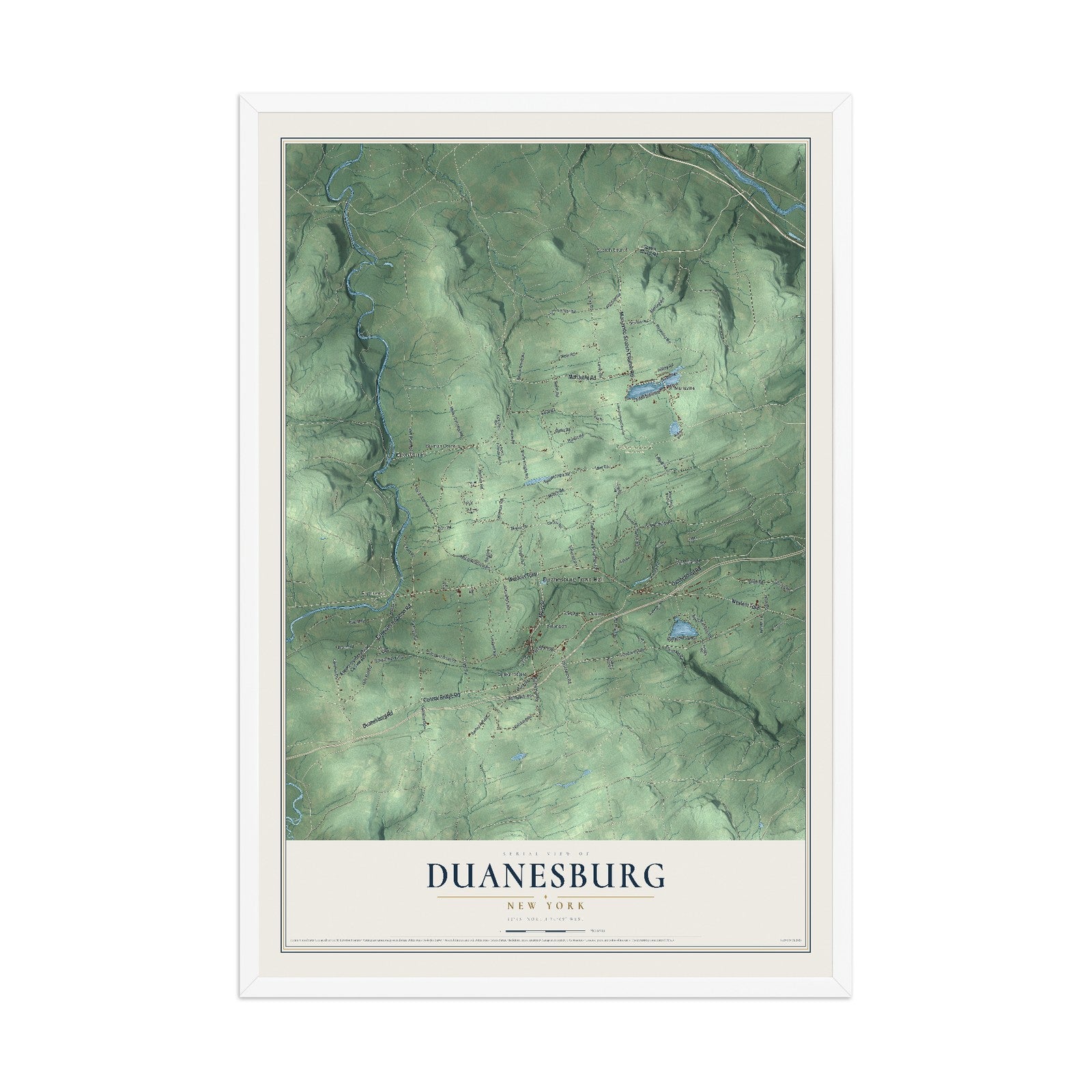 Duanesburg, New York map print, 12" x 18" W/ White Ayous Wood Frame mockup