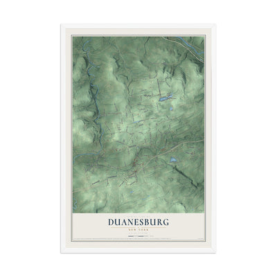 Duanesburg, New York map print, 12" x 18" W/ White Ayous Wood Frame mockup
