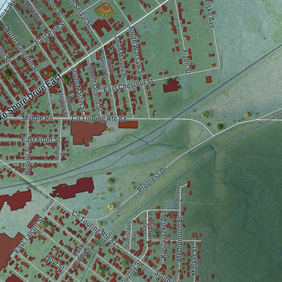 Close-up 2 of the Dunkirk City (Chautauqua County), New York map artwork