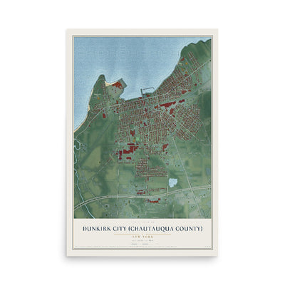 Dunkirk City (Chautauqua County), New York map print, 12" x 18" Archival Matte Print mockup