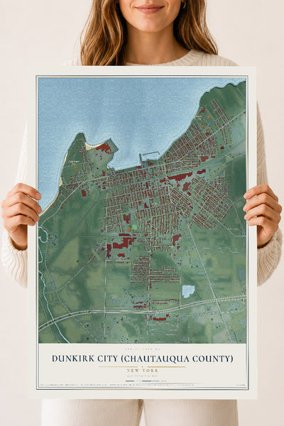 Dunkirk City (Chautauqua County), New York map print, 18" x 24" Archival Matte Print mockup