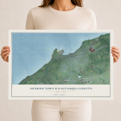 Dunkirk Town (Chautauqua County), New York map print, 12" x 18" Archival Matte Print mockup