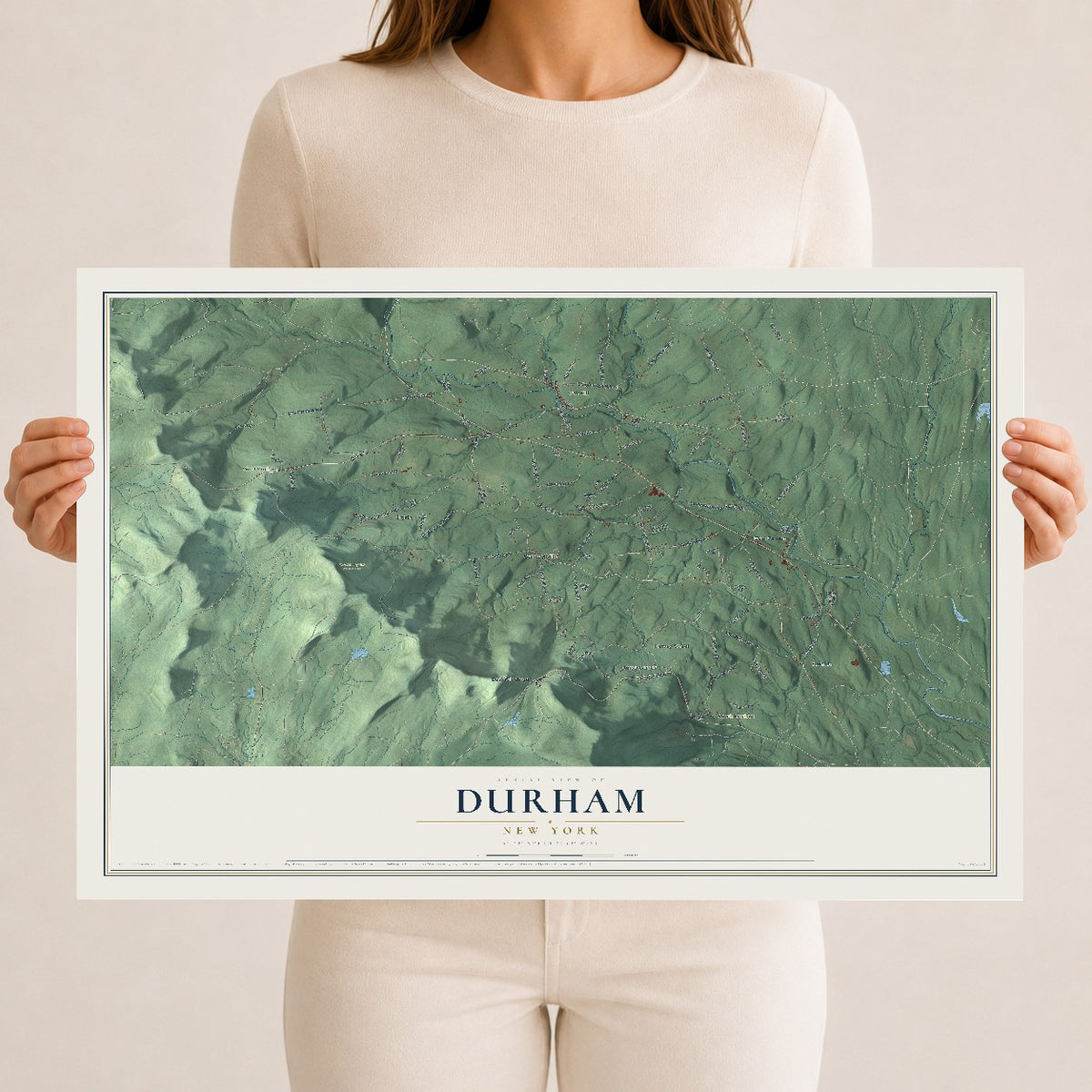 Durham, New York map print, 12" x 18" Archival Matte Print mockup