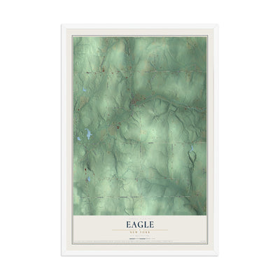Eagle, New York map print, 12" x 18" W/ White Ayous Wood Frame mockup
