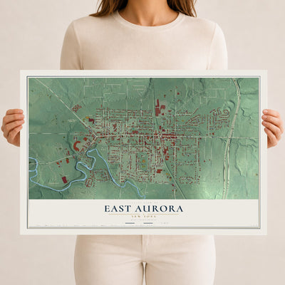 East Aurora, New York map print, 12" x 18" Archival Matte Print mockup