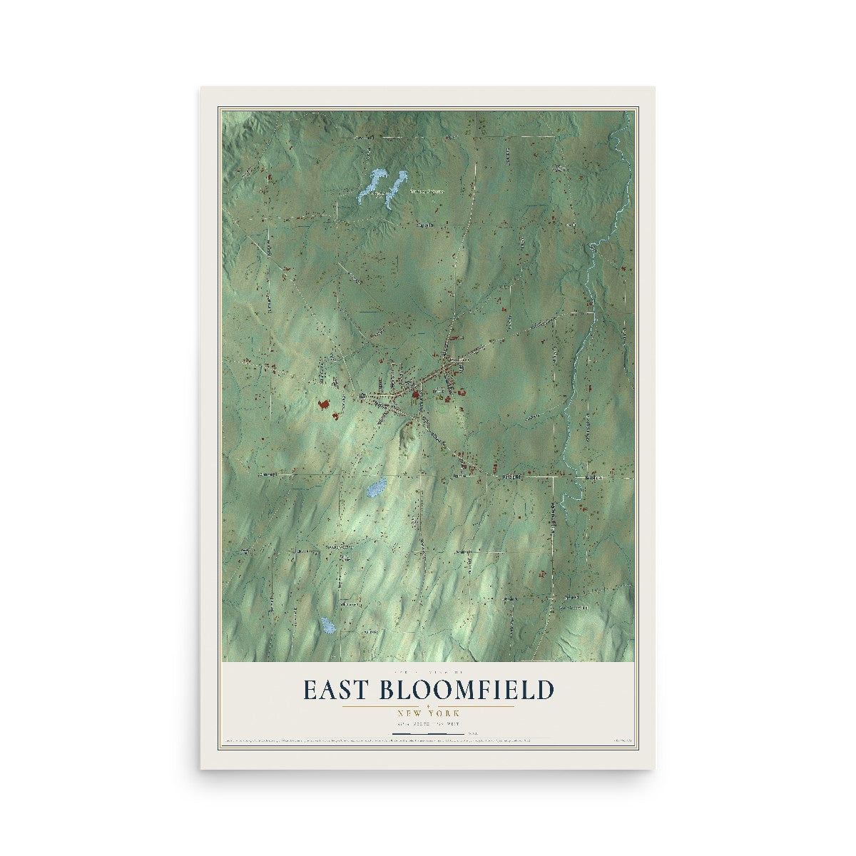 East Bloomfield, New York map print, 12" x 18" Archival Matte Print mockup
