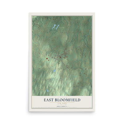 East Bloomfield, New York map print, 12" x 18" Archival Matte Print mockup