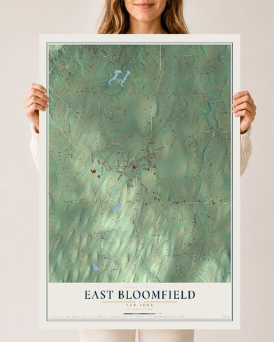 East Bloomfield, New York map print, 24" x 36" Archival Matte Print mockup