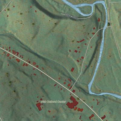 Close-up of the map of East Durham, New York print showing street and building detail