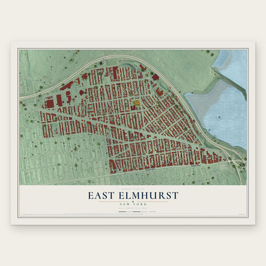 East Elmhurst, New York map print, the full design