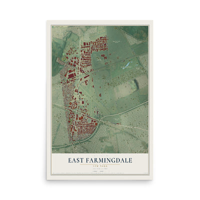 East Farmingdale, New York map print, 12" x 18" Archival Matte Print mockup