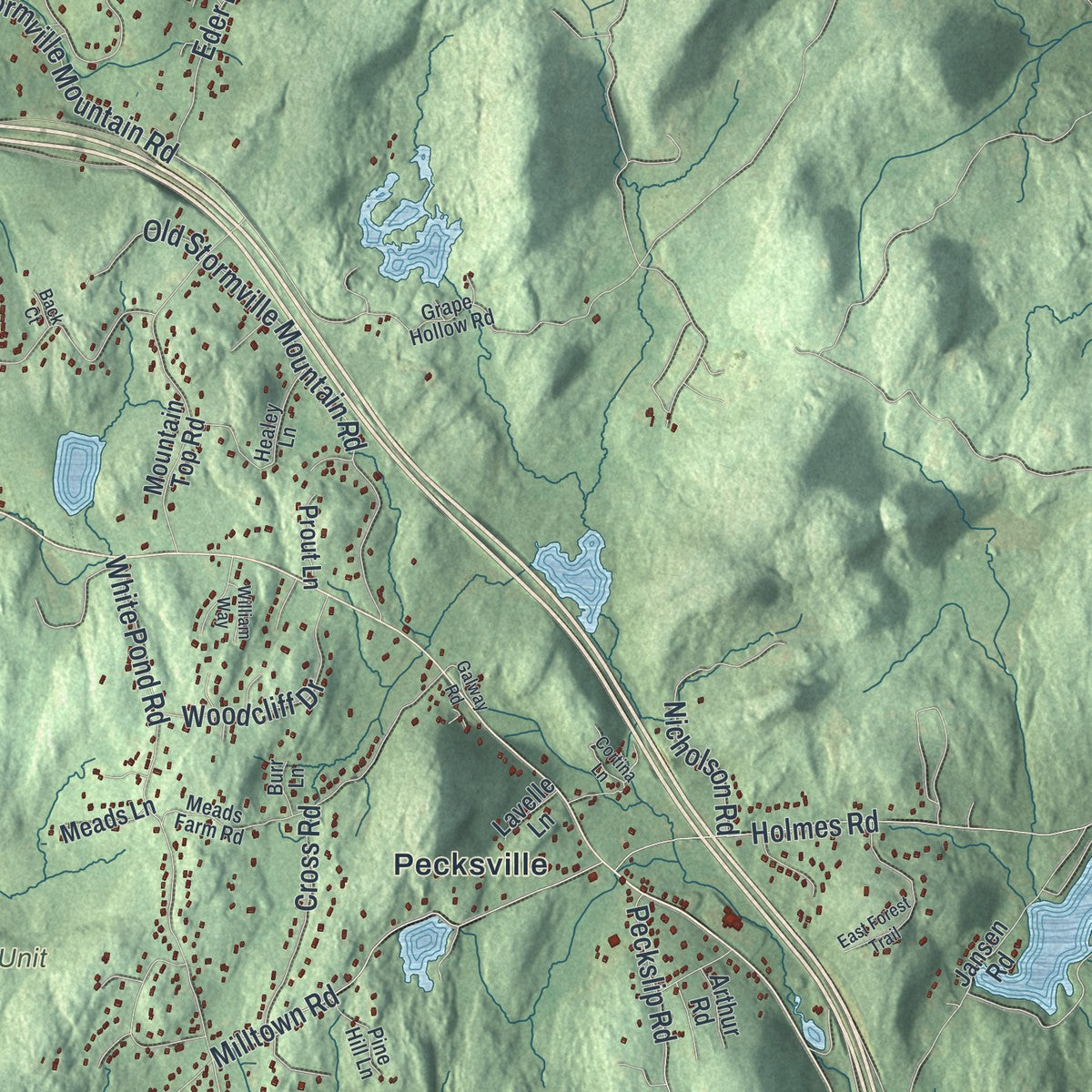 Close-up 1 of the East Fishkill, New York map artwork